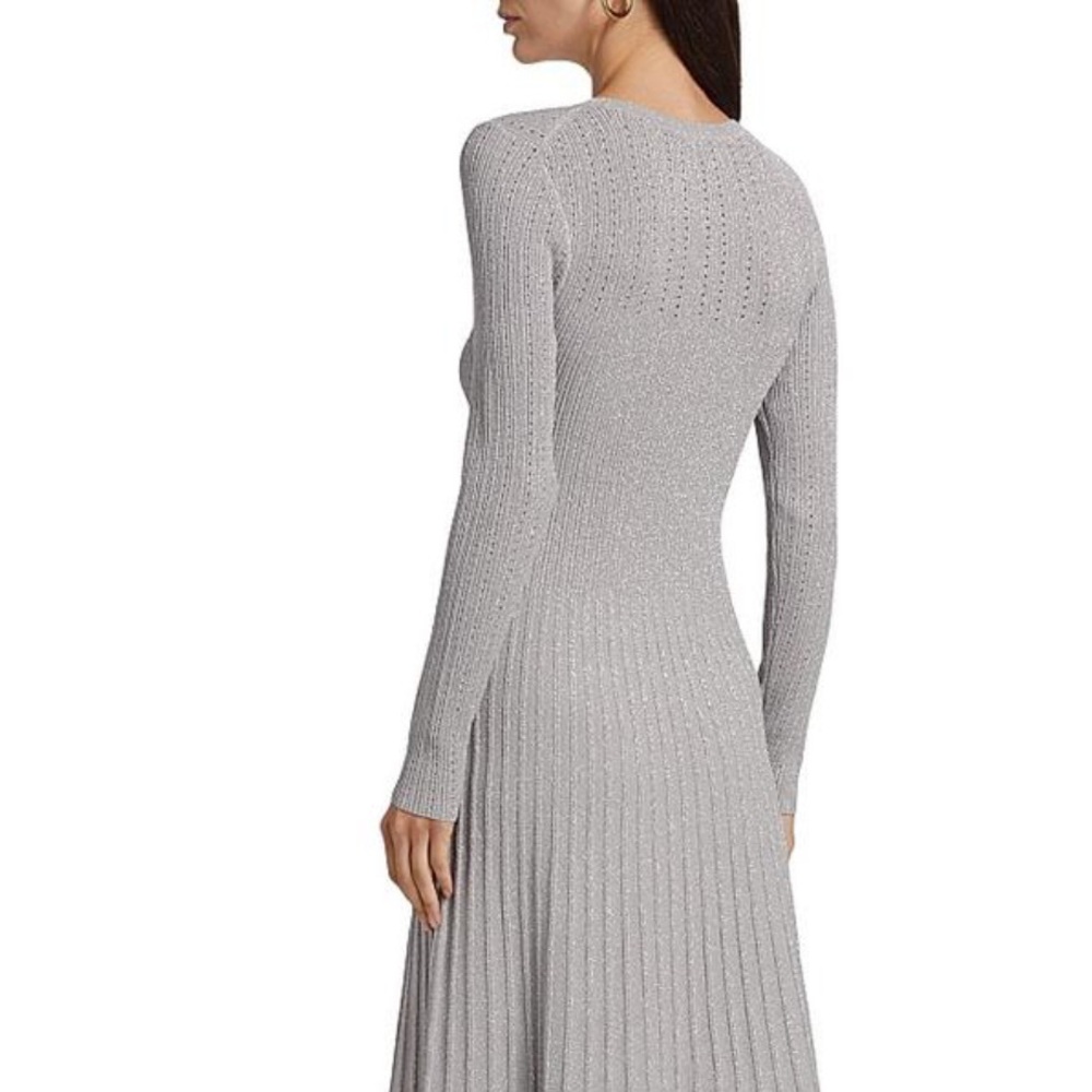 🩶 VERONICA BEARD Women’s Nami Metallic Knit Midi-Dress NWT - Picture 4 of 10